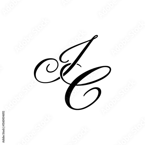Elegant IC Monogram Logo in Black Script – Luxury Calligraphy Initial Design on White Background