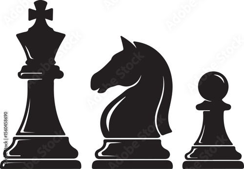 Strategic Chess Pieces King, Knight, and Pawn - Mastering the Game