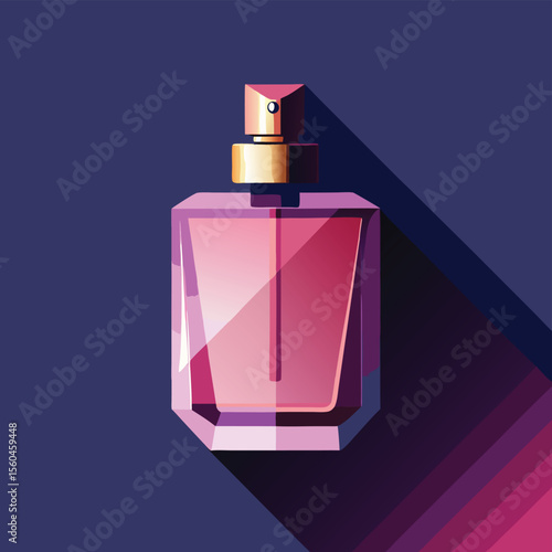 perfume bottle on purple background