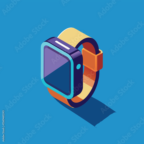 Smartwatch Design Modern Isometric Illustration of a Digital Wristwatch