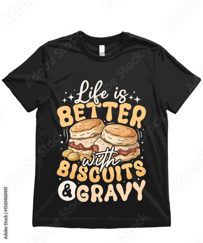 Biscuits and Gravy T-Shirt Design – Funny Southern Biscuits and Gravy Illustration for Shirt, Mug, Pillow & Decor – Vector & PNG