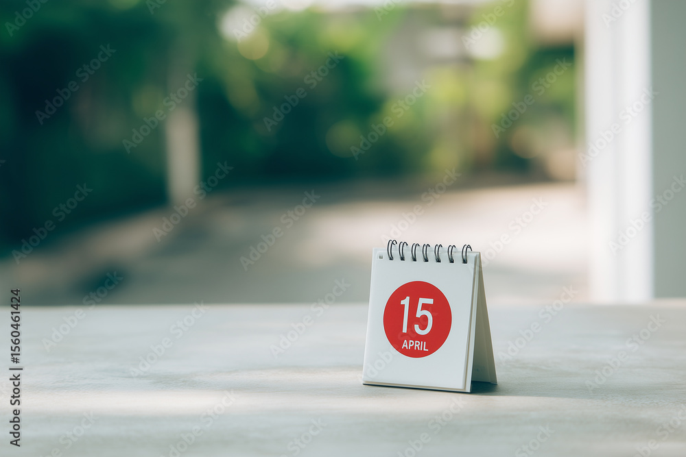 Simple Calendar Displaying April 15 With a Minimalist Design and Natural Background Setting Simple Calendar Displaying April 15 With a Minimalist Design and Natural Background Setting