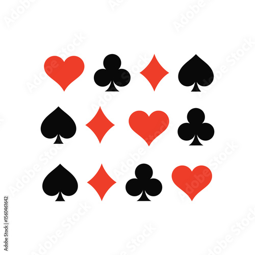 Vector illustration of playing card suits arranged in a repeating grid pattern