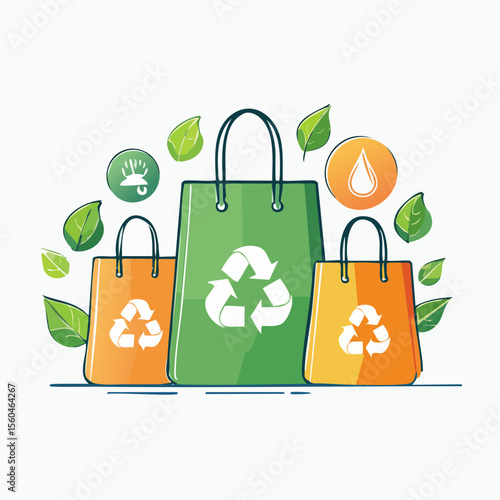 Eco-friendly lifestyle concept with reusable shopping bags