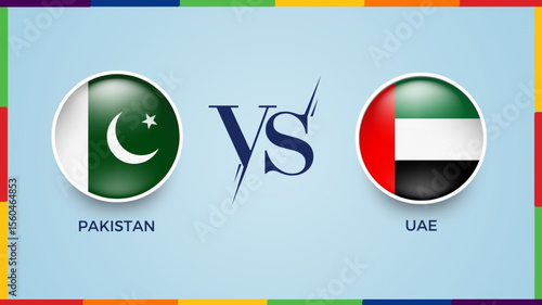 Pakistan vs Uae broadcast template for asia cup sports. vector illustration
