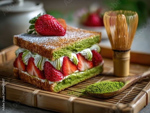 Picnic scene featuring a Japanese strawberry sandwich