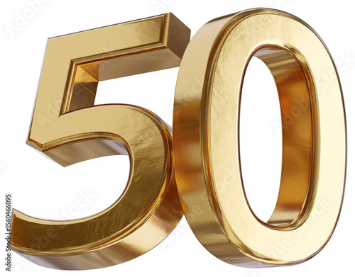 50 golden 3d render symbol