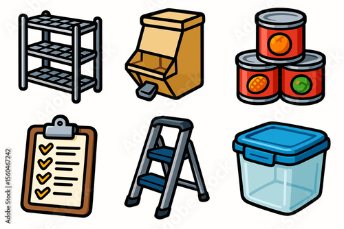 Household storage and organization items illustration