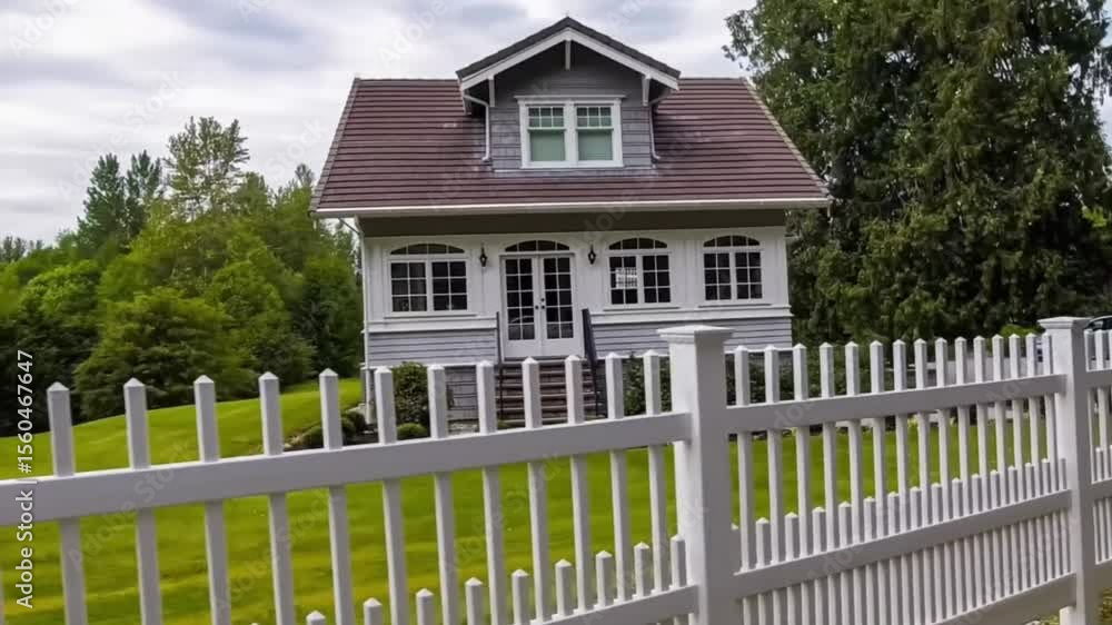 House with fence from Road House with fence from Road