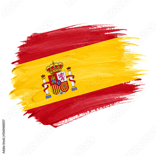 Spain Flag Brush Stroke on Transparent Background

