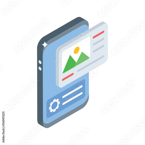 Premium isometric icon of mobile interface layout builder