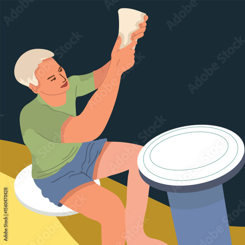 Pottery Making, workshop. Hand drawn vector illustration
