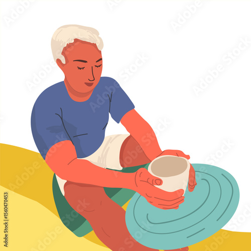 Pottery Making, workshop. Hand drawn vector illustration