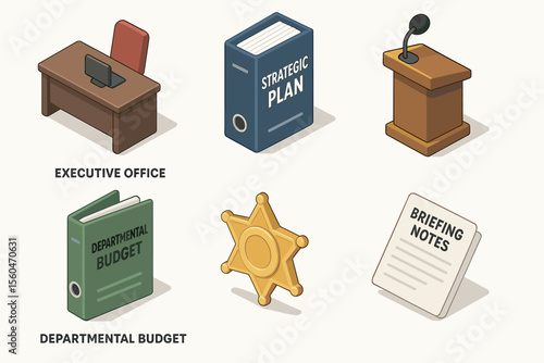 Office items and strategic planning tools illustration