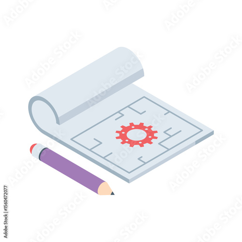 A captivating isometric icon of prototype build