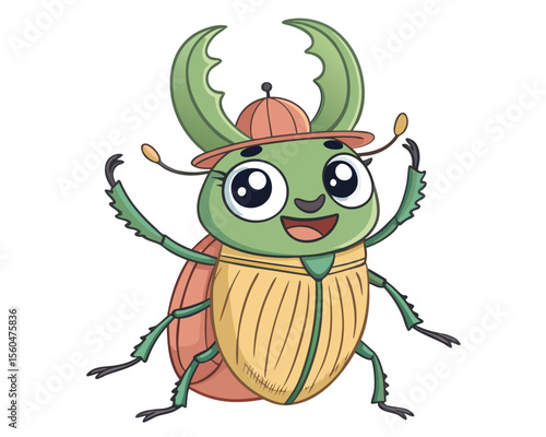 Fotografie Cute Beetle Coloring Book for Kids – Big-Eyed Cartoon Bugs with Smiles & Fun Exp