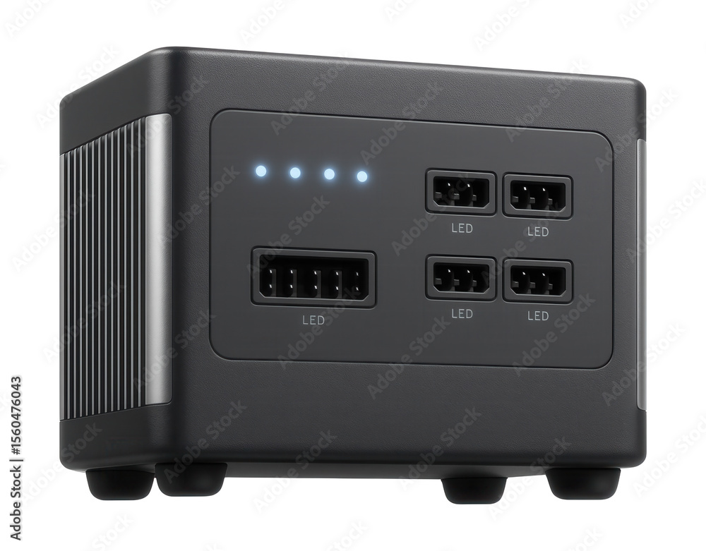 Obraz premium High-capacity power station for LED strips in a commercial exhibit booth for extended use.