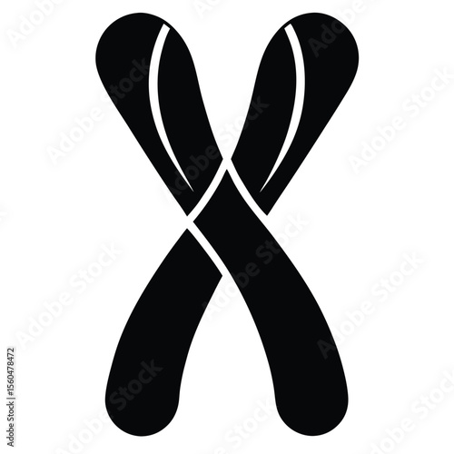 Pair of Crossed Skis Icon Design for Winter Sports, Skiing, Snowboarding, and Outdoor Activities