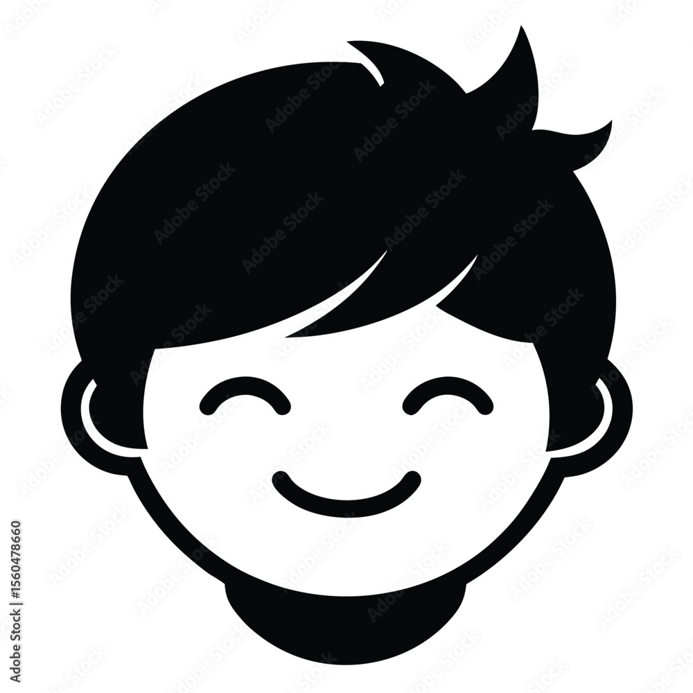 Happy Boy Icon Smiling Child Face Illustration, Vector Clipart for Design Projects Happy Boy Icon Smiling Child Face Illustration, Vector Clipart for Design Projects