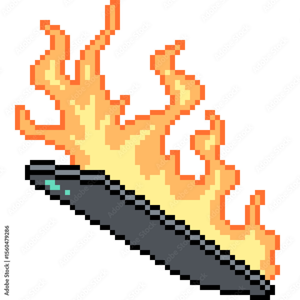 Fototapeta premium pixel art of phone screen on fire