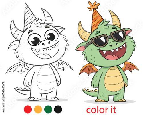 Cute Monster Coloring Book for Kids – Funny Cartoon Monsters with Party Hats, Smiles & Silly Faces