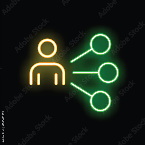 Neon icon of a person choosing from multiple options