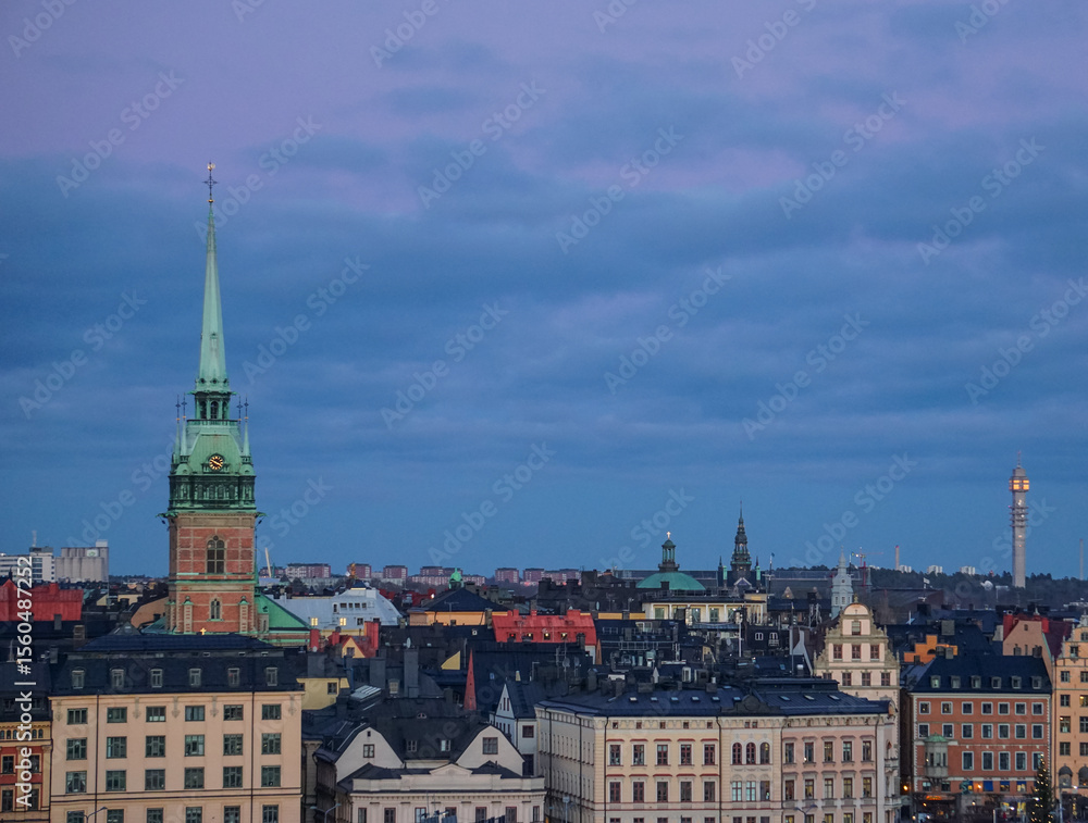 Fototapeta premium Scenic view of a city during evening
