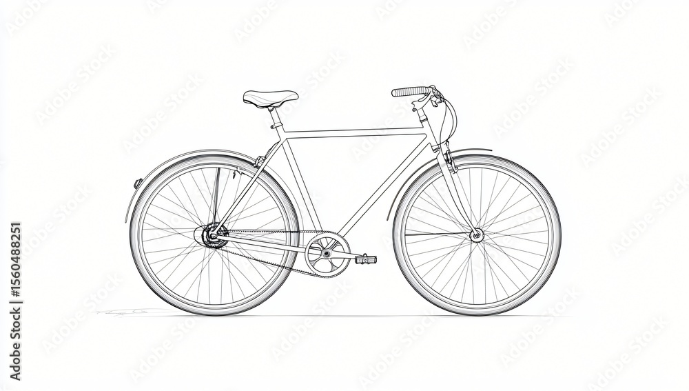 Fototapeta premium Classic Bicycle Line Drawing Illustration Simple Elegant Design for Cycling Enthusiasts