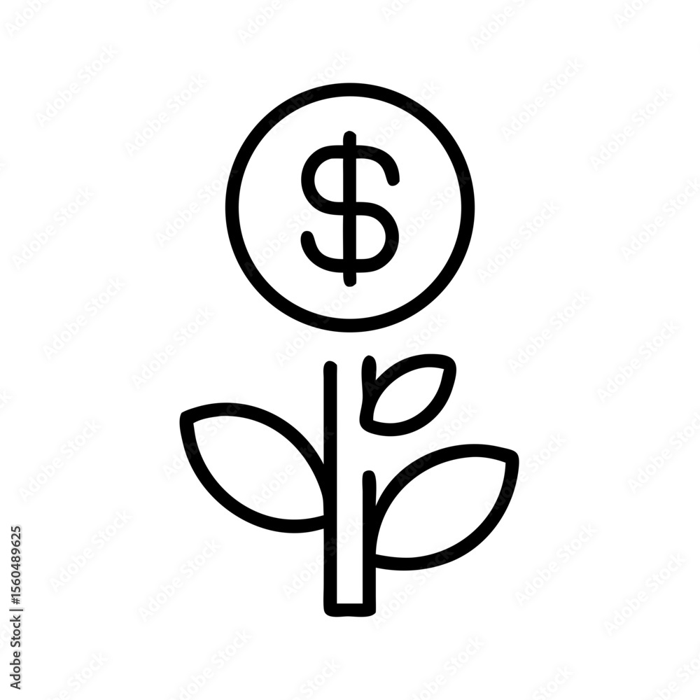 Dollar sign on flower symbolizing growth and investment concepts Dollar sign on flower symbolizing growth and investment concepts