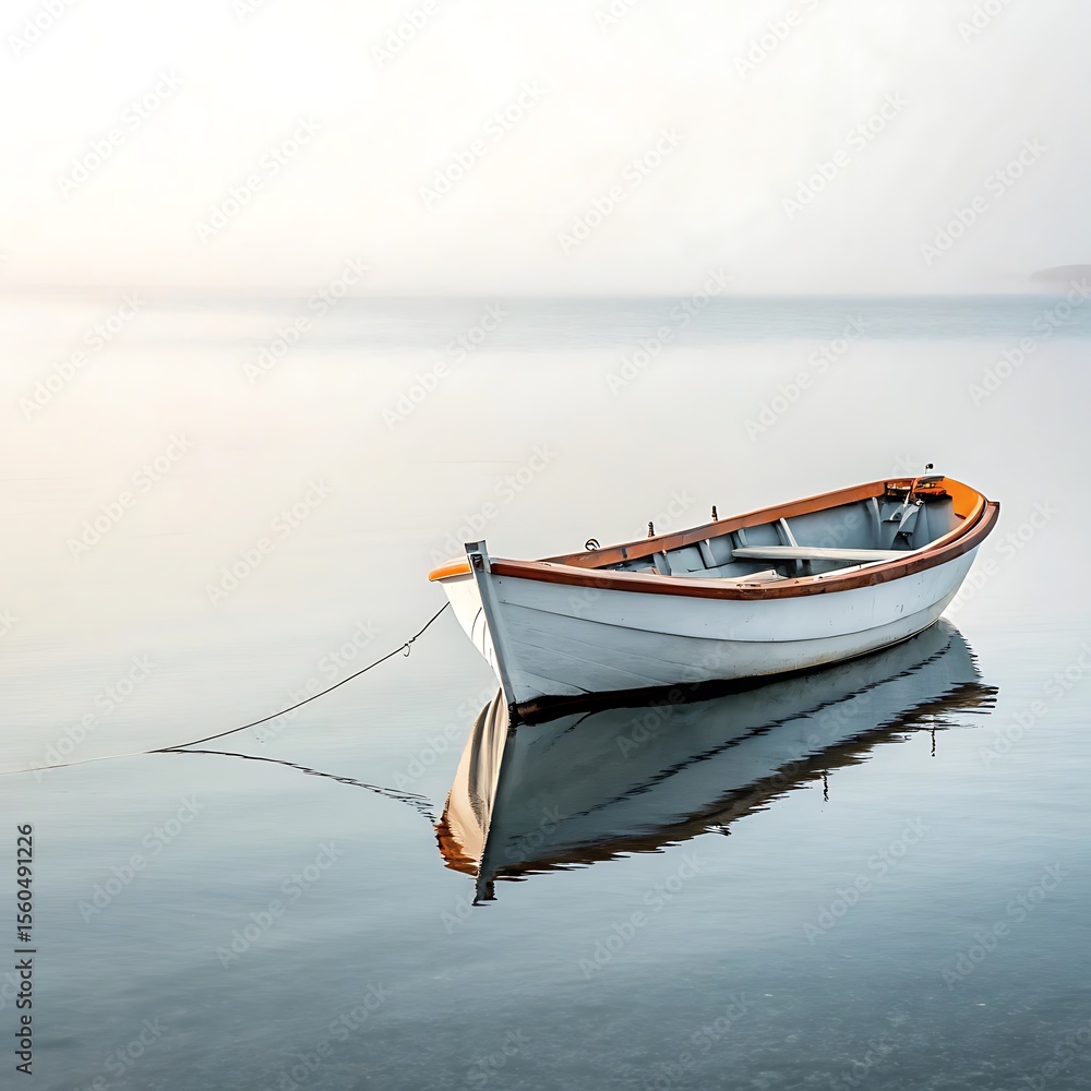 Fototapeta premium boat on the sea floating peacefully 