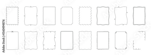Set of hand drawn outline frames. Editable stroke. Doodle drawing for greeting card, invitation, poster, banner, menu design. Isolated vector illustration. 