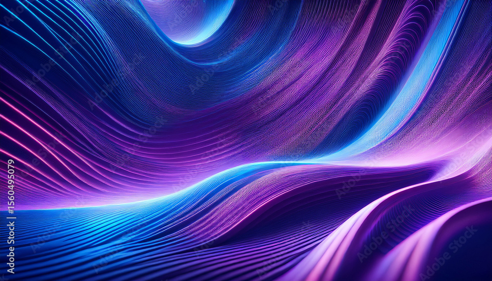 Obraz premium abstract purple and blue digital waves 3d render