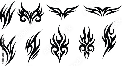 set of tribal tattoo designs
