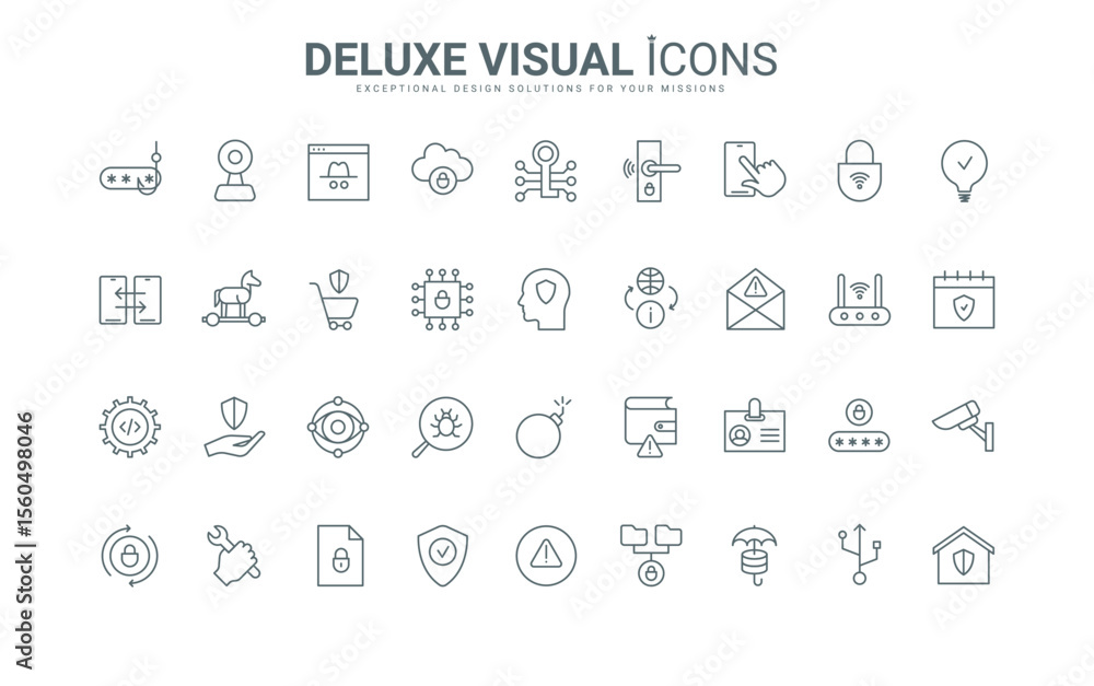 Outline cybersecurity symbols, protection of server or phone from fraud and phishing, viruses attack and spam, data safety. Cyber security thin black and red line icons set vector illustration. Outline cybersecurity symbols, protection of server or phone from fraud and phishing, viruses attack and spam, data safety. Cyber security thin black and red line icons set vector illustration.