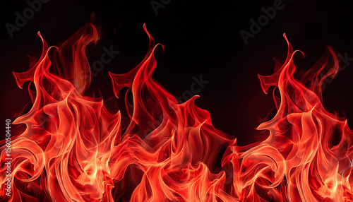 pattern with red flame of fire on black background