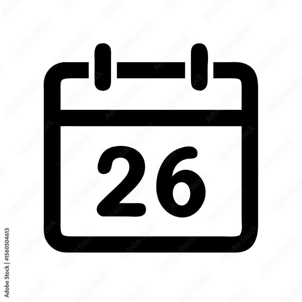 Clean Calendar Icon Day 26 - Simple Design Clean Calendar Icon Day 26 - Simple Design