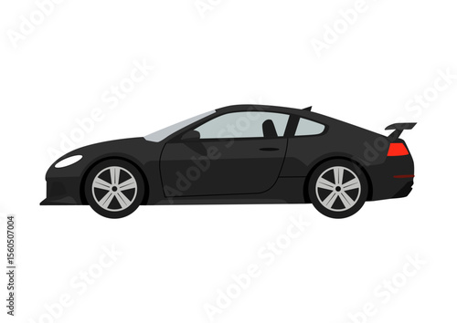 Luxurious black sports car, a speedy and stylish vehicle, isolated on white