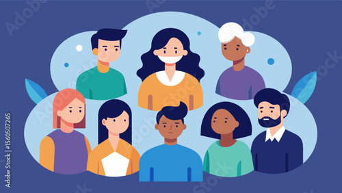A group of individuals dealing with grief or loss sharing their stories and memories of their loved ones. The storytelling circle provides a safe space for them to express their. Vector illustration