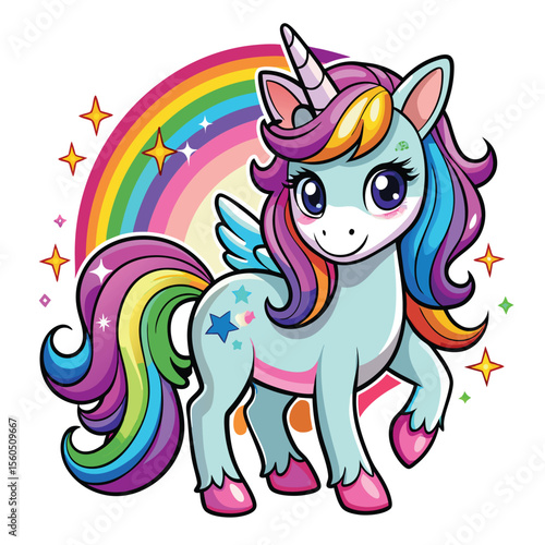 Whimsical Rainbow Unicorn Character for Kids