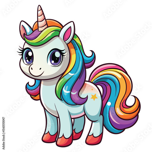 Bright Colorful Rainbow over Clear Blue Sky