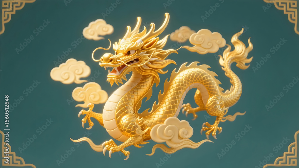 Fototapeta premium Traditional Chinese Dragon in Spring Festival Visual Poster