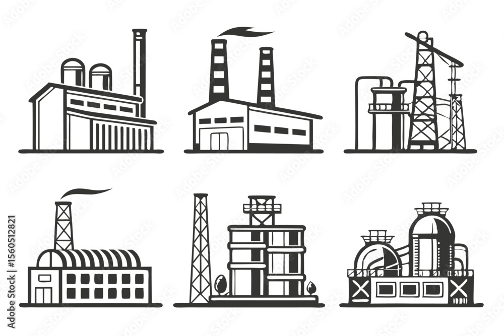 Fototapeta premium industrial factory icon set