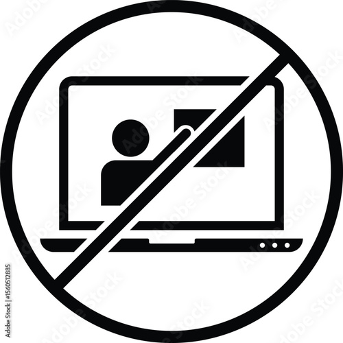 No online icon. Block online icon. no online lecture. no laptop allowed sign icon vector