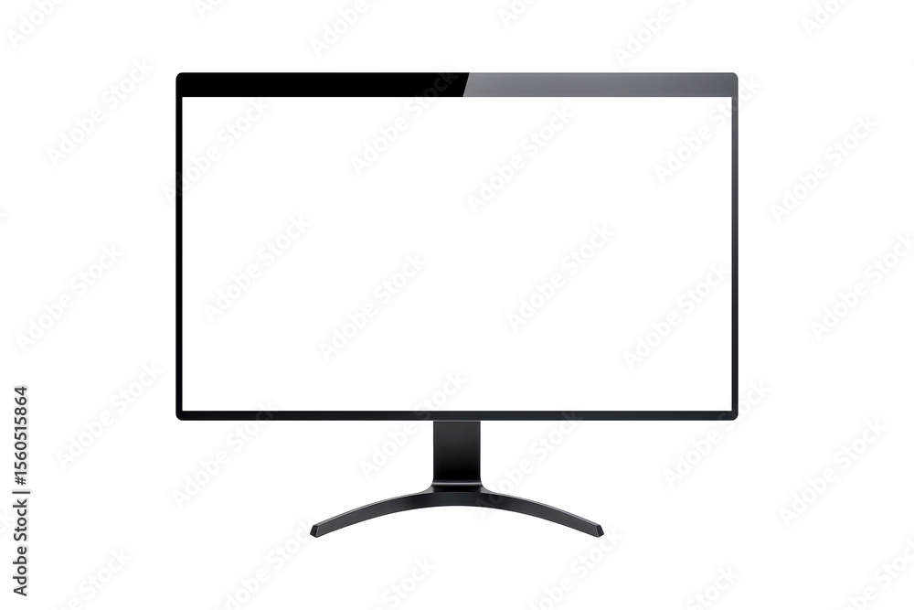 Modern computer monitor with blank screen, PNG isolated on transparent background, digital display concept Modern computer monitor with blank screen, PNG isolated on transparent background, digital display concept