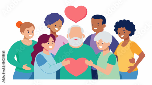 A community support group for caregivers of elderly individuals providing a safe space for emotional support and education on caregiving techniques.. Vector illustration