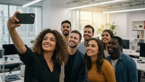 Happy Diverse Business Team Taking a Selfie