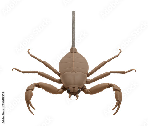 Water scorpion with elongated tube-like breathing appendage and flat body