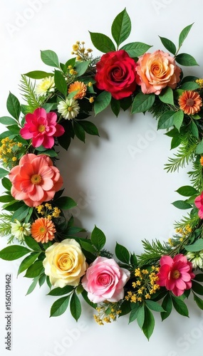 Vibrant Floral Wreath Overflowing with Colorful Blooms Perfect for SpringSummer Weddings & Celebrations