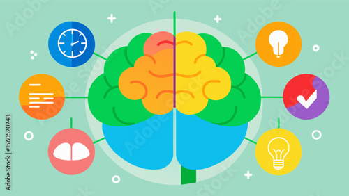 A colorful chart showcasing the benefits of brain exercises and activities for improving memory concentration and overall brain health.. Vector illustration