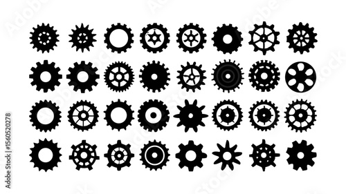 Collection of 30 Unique Gear Icons Mechanical Design Elements for Projects
